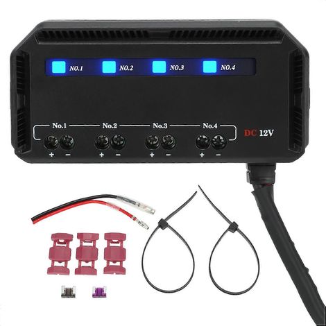 Boîtier de fusibles et relais à 4 voies, câblage rapide 12 V 20 A avec indicateur LED pour moto, voiture, camion, camping-car et véhicule électrique (1/4)