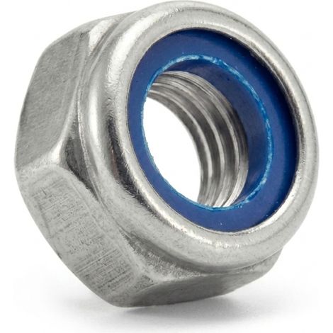 10 Ecrous Hexagonaux Indésserrables avec Bague Nylon M33 mm - DIN 985 - Inox A4 - D-Work
