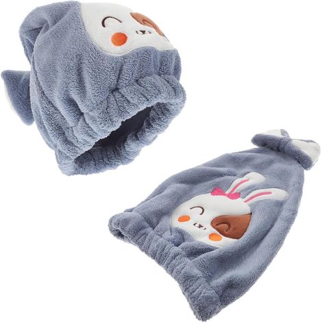 2pièces Serviettes Polaire Corail pour Cheveux Garçon Fille Lot pour Séchage Rapide Frisottis (1/5)