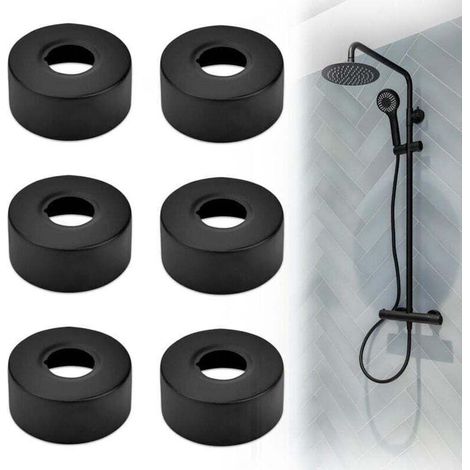 6 Pièces Mitigeur Douche, Cache Tuyau Plomberie Robinet en Acier Inoxydable rosace radiateur pour Robinets Tuyau de Douche Radiateur 25 MM(Noir) (1/4)