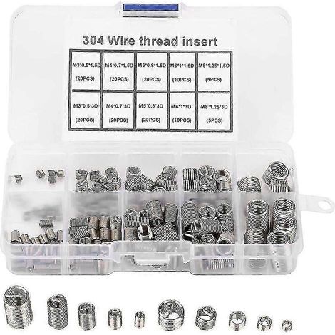 Kit de 150 inserts de réparation de filetage M3 M4 M5 M6 M8 en acier inoxydable Heli Coil (1/5)