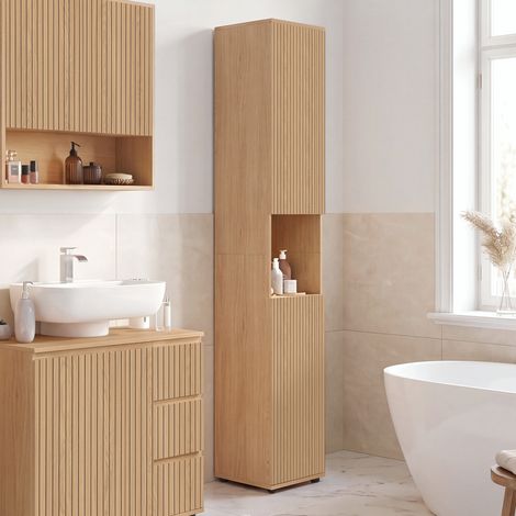 Mueble de baño VICTOR 2 puertas 1 hueco efecto lamas