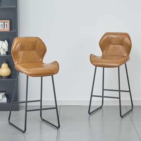Barhocker 2er Set mit Rückenlehne Kunstleder Metall OKMYHOME (1/5)