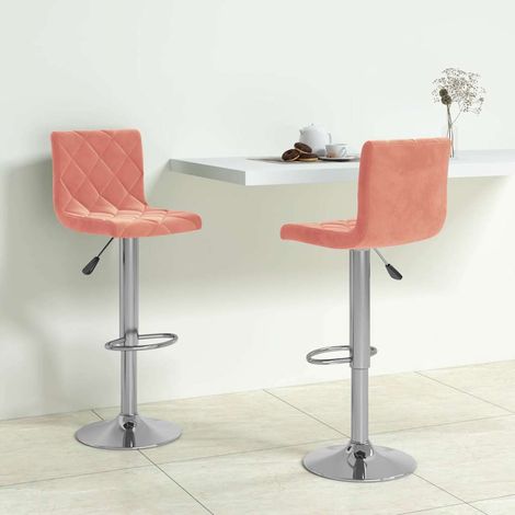 vidaXL Tabourets de bar lot de 2 rose velours (1/5)