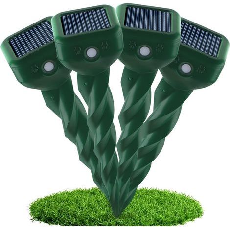 Set mit 4 solarbetriebenen Maulwurfsabwehrgeräten – IP65 wasserdicht gegen Maulwürfe, Wühlmäuse, Schlangen und Murmeltiere – Schutz für Gärten, Rasenflächen und Höfe