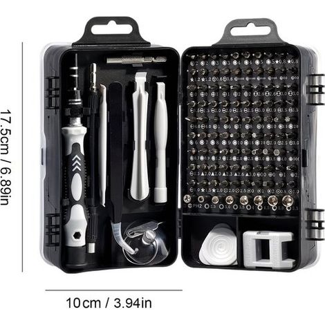 Jeu de 115 tournevis de précision – Kit d'outils de réparation magnétique en acier au vanadium avec poignée antidérapante pour appareils électroniques, téléphones, ordinateurs portables et montres (1/5)