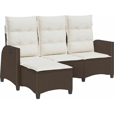 Canapé de jardin,Canapé d'extérieur,Sofa de jardin inclinable coussins forme L marron polyrotin CFW482219 (1/5)