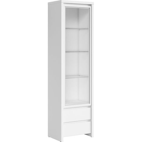 Vitrine 1 porte 2 tiroirs Soren Blanc (1/4)