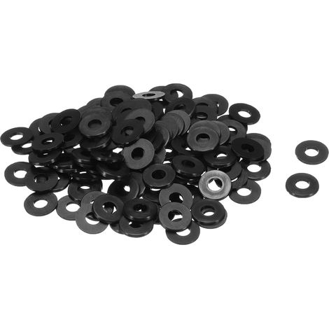 Rondelles Plates en Nylon 4x10x1mm(IDxODxÉp) Noir 120Pcs (1/5)
