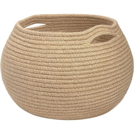 Aufbewahrungskorb aus Weide fürs Wohnzimmer, kleiner runder Korb aus Jute für Spielzeug, Handtücher, Schlafzimmer, Kinderzimmerdekoration, Zimmerpflanzenkorb.