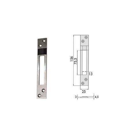CONTROPIASTRA PER SERRATURE INFILARE PROFILATI IN ALLUMINIO 06462 20  mm.25x156, spessore mm.4,5 (0646220)    CISA