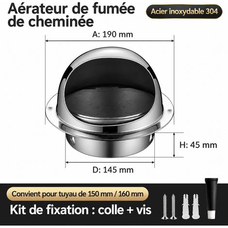 Clapet anti-retour mural extérieur en acier inoxydable 304 diamètre 150 mm pour conduit PVC 160 mm 304 φ150mm 160pvc 1 kg – Livraison gratuite