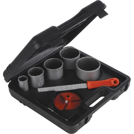 Coffret scies trepans cloches de 33 à 83. grain carbure de tungstene 8 pieces (1/2)