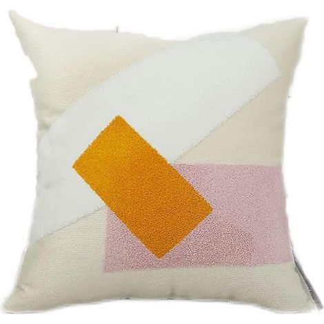 Einweg-Kissenbezüge 18x18, 2er-Set mit gesticktem geometrischem Muster, neutralen Akzenten, Kissenbezüge im modernen Landhausstil (1/5)