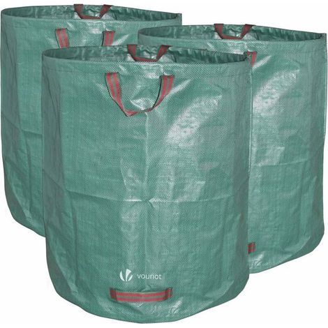 3 Garden Bags 272L in Reinforced PP Fabric – Ideal for Green Waste or DIY – Ergonomic Handles and Reinforced Seams