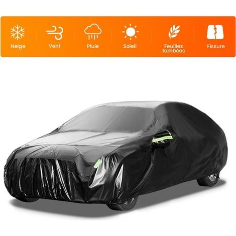 Bâche Voiture 440x180x160cm Sedan 210T Housse de véhicule universelle Couverture Voiture pour Etanche/Anti-UV/Poussière/Anti-rayure (1/4)