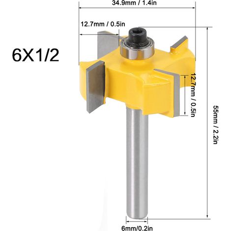 Fraises 4 dents carbure pour rainures en T, 6x12mm - Outil de fraisage pour bois (1/5)