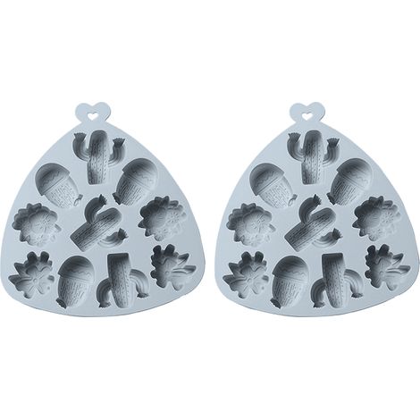2 moules à pâtisserie en silicone, forme de fleur de cactus à 10 compartiments, pour chocolat, bonbons et savons artisanaux (1/5)
