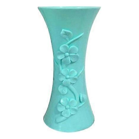 Vase en plastique gaufré, pot de fleurs, décoration pour la maison ou le bureaubleu clair (1/4)
