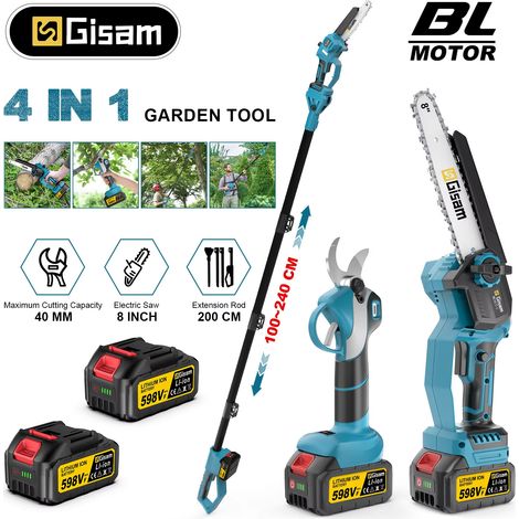 BOMCLAP Cise-tronçonneuse électrique télescopique sans balais 4 en 1,outil de taille de jardin compatible avec les batteries Makita 18V, comprend 2 batteries. (1/5)