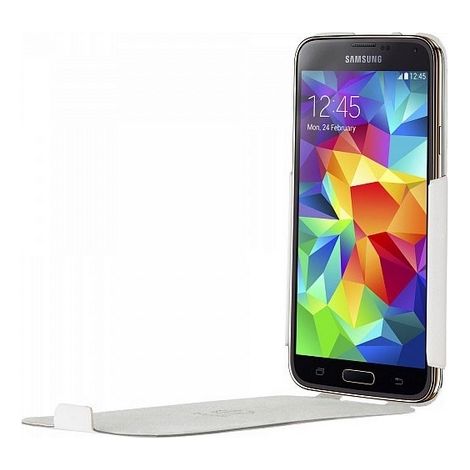 Funda tipo libro ultradelgada Bugatti para Samsung Galaxy S5, color blanco. (1/2)