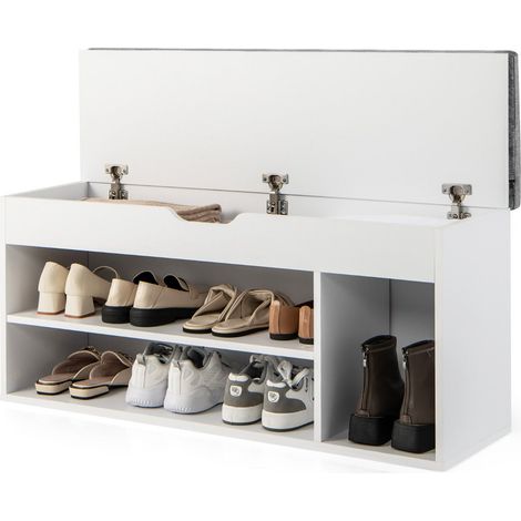 Banco zapatero 104 x 30 x 48 cm 3 compartimentos práctico almacenaje estilo moderno MDF gris 200010590