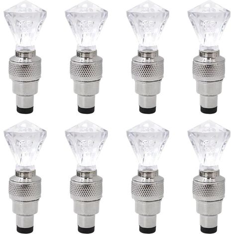 8 Pcs 2025 Upgraded GEM Shape Valve Stem LED Wheel Lights Cap Car Auto Wheel Tire Tyre Air Valve Stem LED Light Cap Cover Accessories for Bike Car Mot (1/4)