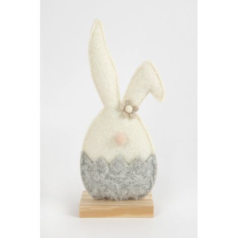 TrendLine Aufsteller Holz Hase 24 x 5 x 10 cm  grau-weiß Skulptur