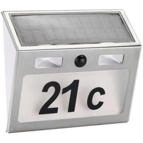 Numéro de maison à LED argenté à énergie solaire, éclairage intelligent à capteur (1/3)