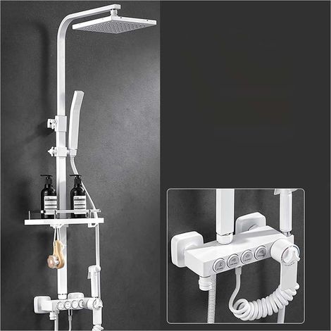 Ensemble de douche mitigeur thermostatique intelli Ensemble de douche numérique chaud et froid robinet système de douche de salle de bains robinet de douche en or noir pommeau de douche carré système (1/5)