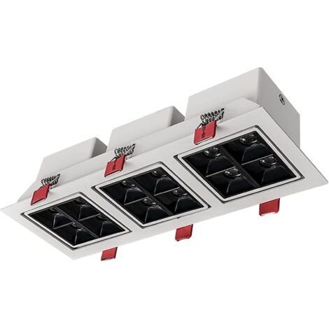 Spot LED3 Downlight Intérieur Carré Spot Couloir Plafonnier Trois Têtes 24W Ouverture 80240MM (1/3)