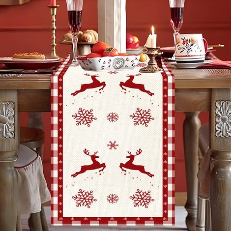 Chemins De Table De Noël - En Lin - 183 X 33 Cm - Décoration De Table Festive - 2 Pièces
