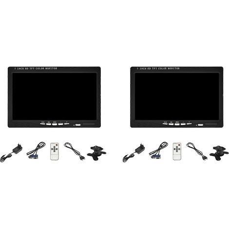 2 juegos de monitores VGA HD de 7 pulgadas para coche, monitor de visión trasera, monitor de video para marcha atrás, accesorios para coche (1/5)