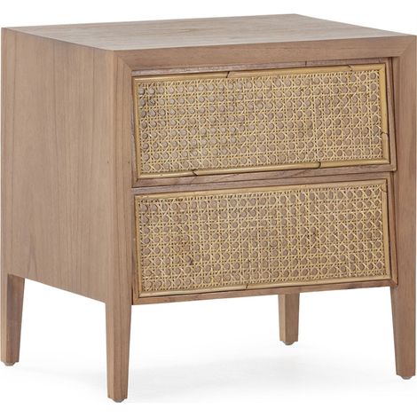 Table de chevet bois et rotin naturel - naturel voilé et naturel (1/3)