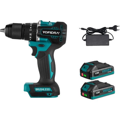 Perceuse Électrique, Moteur Sans Balais, Fonctionnalité Polyvalente, 2 Batterie Prise EU (1/2)