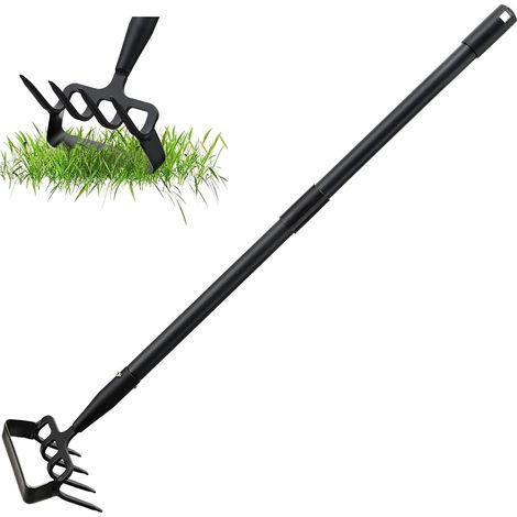 Houe de jardin avec râteau, houe à trois dents, pour labourer et désherber, motobineuse manuelle, largeur réglable de 160 cm (1/5)