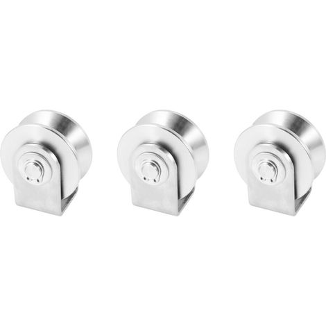 3X Roulement de Roue de Rouleau de Porte Coulissante en Acier Inoxydable 304 de Rouleau de Poulie de Type V de 2 Pouces (1/2)