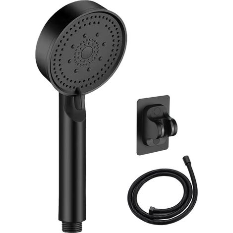 Shower Head - Handheld - 5 Spray Modes - 1.5 M Hose - Black - ABS Plastic - For Bathroom Gym Pet Cleaning - 1 Set (1/5)