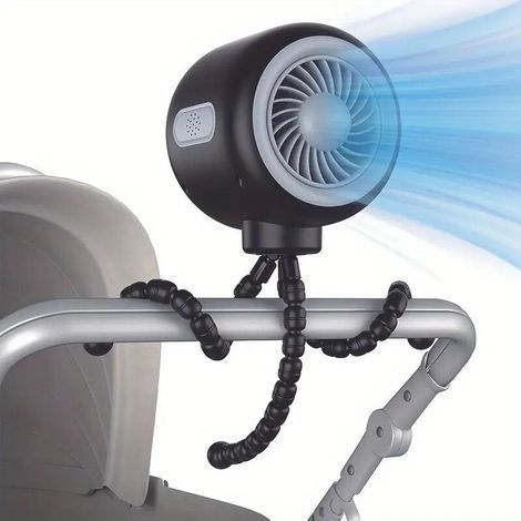 Ventilateur portable pour poussette avec trépied flexible, ventilateur de siège auto, batterie rechargeable, pour berceau, vélo et tapis de course (1/5)