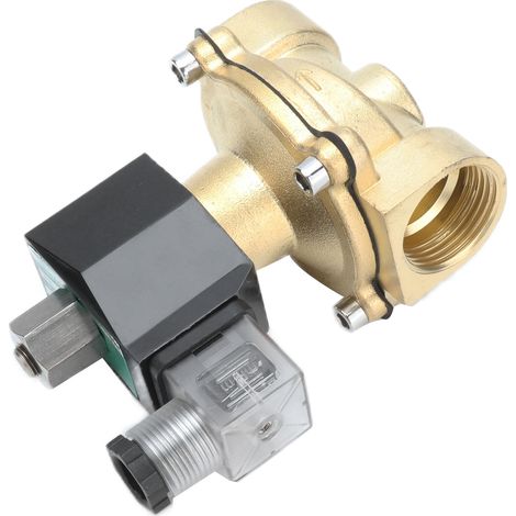 Électrovanne en laiton à deux voies, surface lisse, installation facile, robuste et durable, normalement ouverte, 220 V CA (1/5)