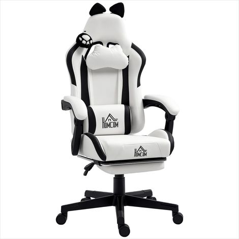 Chaise de bureau gaming blanc avec oreilles de chat 65 x 62 x (1/5)