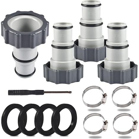 Lot de 2 adaptateurs de tuyau de piscine Intex Adaptateur Tuyau Piscine, Raccord pour Tuyau Piscine Ø 32 et 38 mm(Ensemble 3) (1/5)