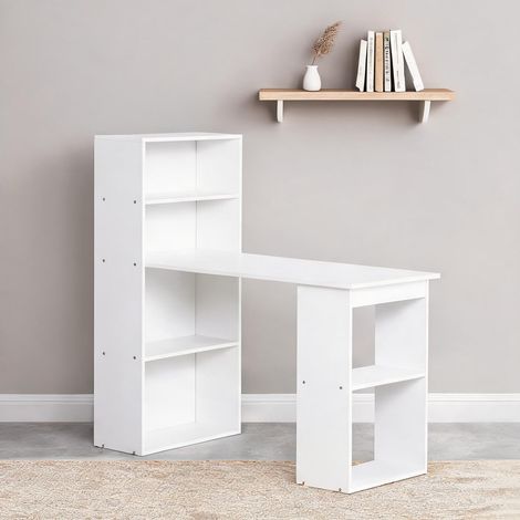 Bureau avec étagères blanc 120 cm pour bureau et home office (1/5)