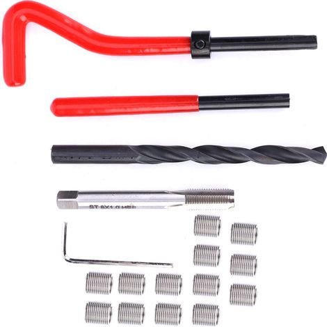 Kit de réparation de filetage 20 pièces M8x1 en acier inoxydable pour la réparation des filetages internes, comprenant un manchon intérieur. (1/5)