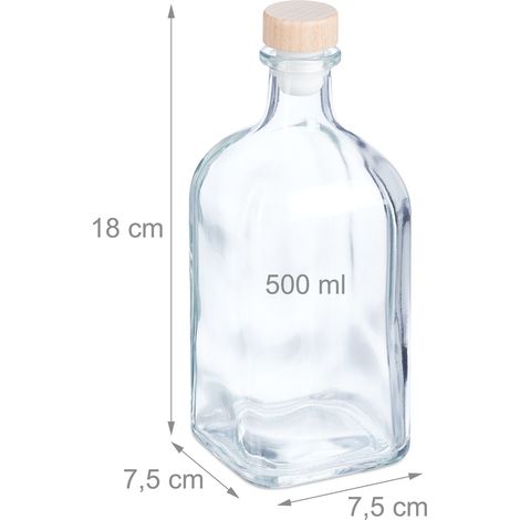 Set di 6 bottiglie vuote da cucina ermetiche formato 30 x 8 cm per olio, aceto e regalo in vetro trasparente 130016479