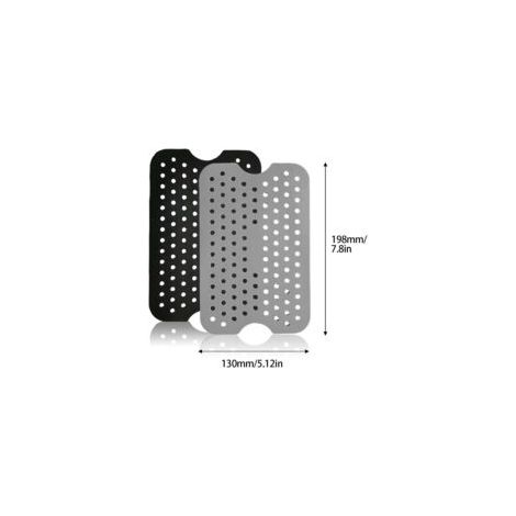 Set di 4 tappetini antiaderenti per friggitrice ad aria, in silicone, per forno e friggitrice ad aria (grigio, nero) - Crezuo