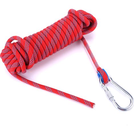 10mm corde para robuste lanière parachute avec mousqueton (rouge-10m) (1/5)