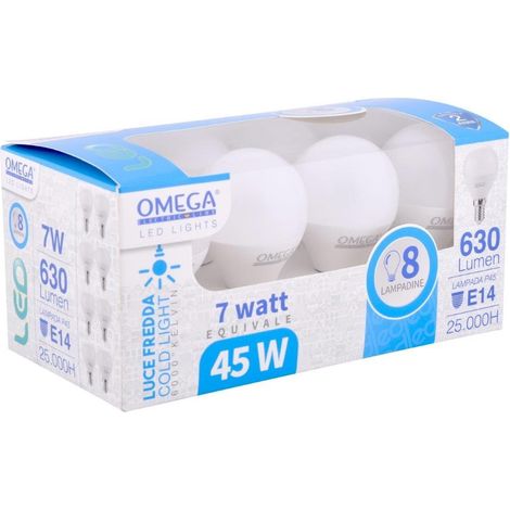SET 8 LAMPADINE LED ''SFERETTA'' 8PZ 6000K 630LM E14 (1/2)