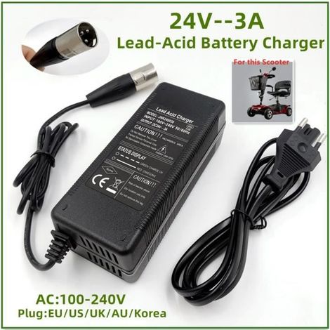 Chargeur de batterie,Chargeur de batterie au plomb pour scooter électrique et fauteuil roulant,24v 3a- EU[B7096212] (1/4)