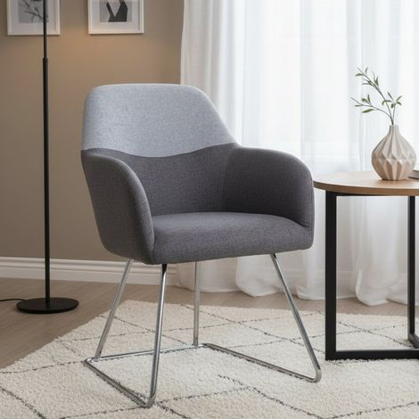 Dmora - Silla de oficina Dmioni, Silla de espera con reposabrazos para oficina, Silla de espera ergonómica, 62x57h83 cm, Gris (1/3)